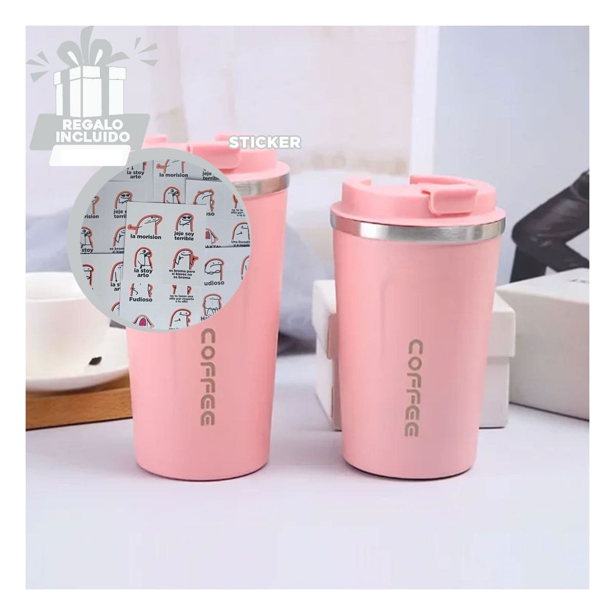 TAZA DIGITAL 510ML ROSADO CON ACABADO ELEGANTE DE USO DIARIO Y+REGALO STICKER - 1