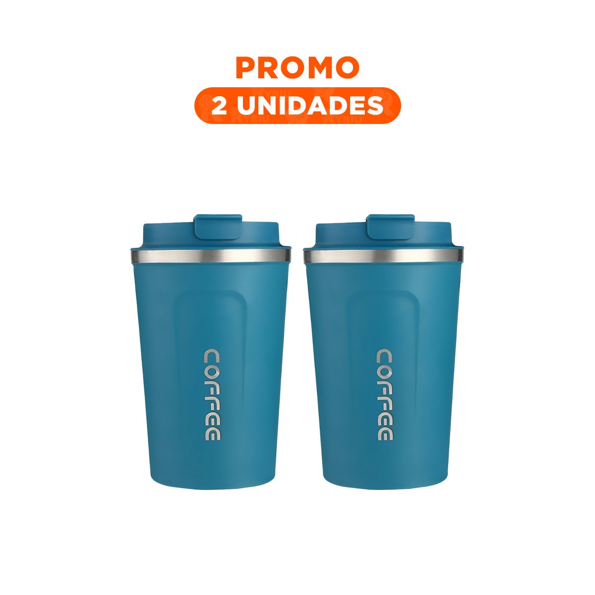 PACK2 VASO PORTATIL DIGITAL 510ML AZUL PETROLEO IDEAL PARA ESCRITORIO - 1