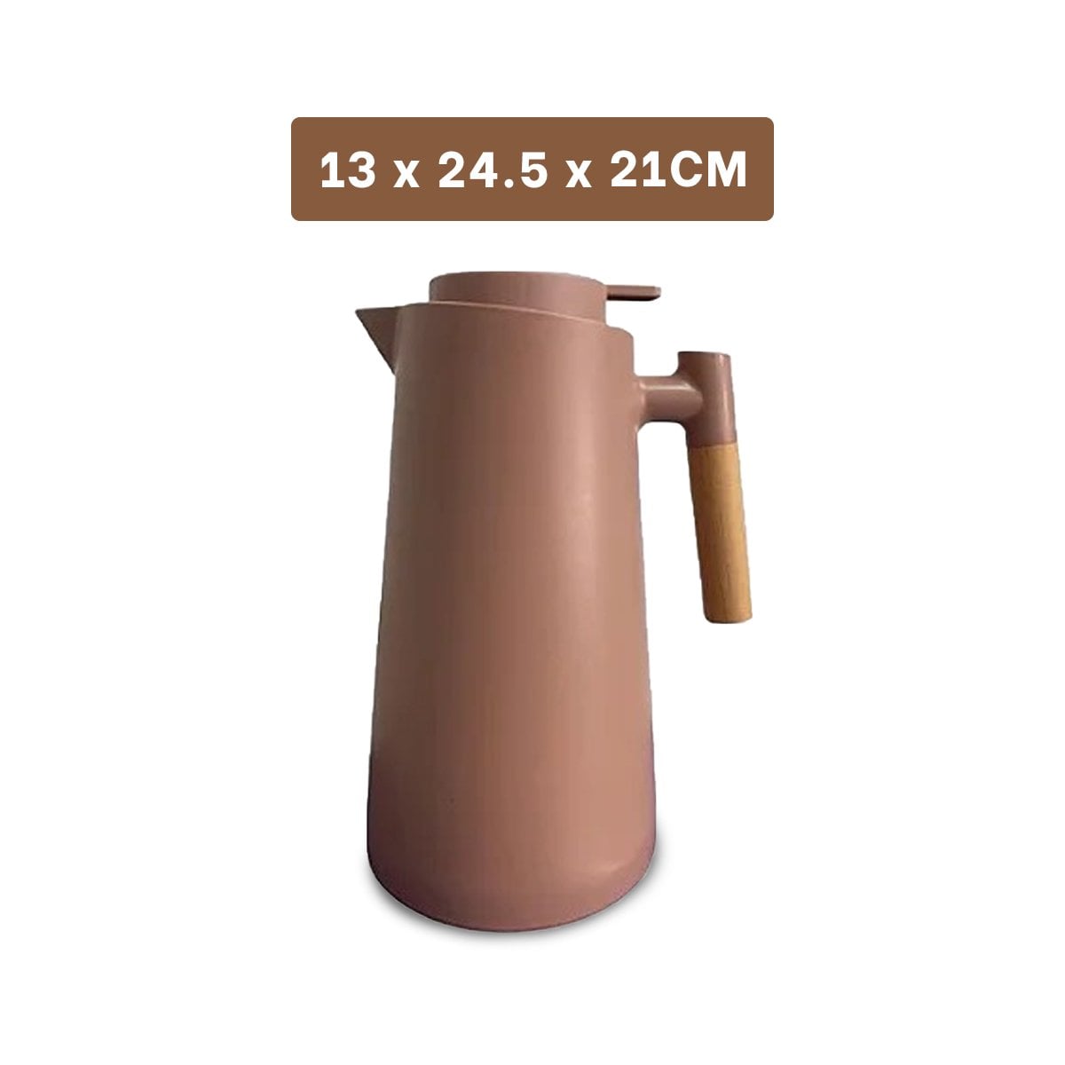 RECIPIENTE TERMO 1L MARRON CLARO CON MANGO DE MADERA PARA OFICINA Y HOGAR DIARIO Y+LIGAS REGALO - 4