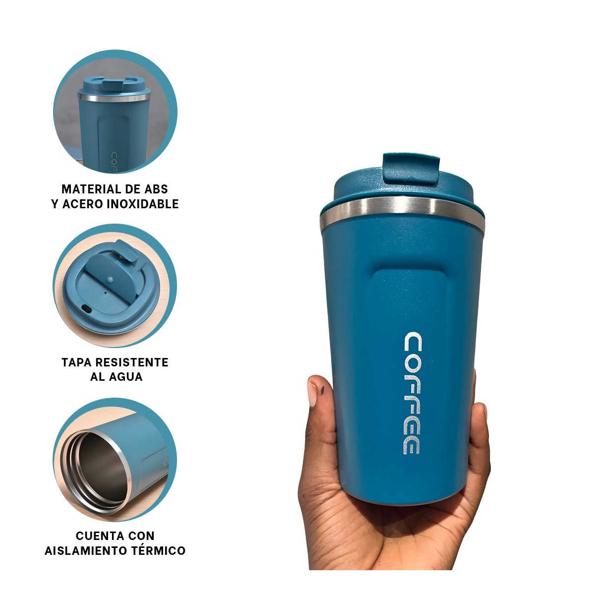 TAZA DIGITAL 510ML AZUL PETROLEO COMODA PARA CAFE O TE Y+REGALO STICKER - 3