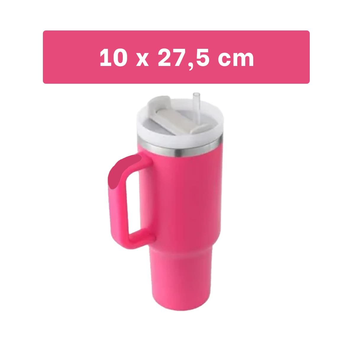 PACK12 TAZA 1200ML EN COLOR FUCSIA CON SORBETE PRACTICO Y ASA RESISTENTE EN ABS Y ACERO - 4
