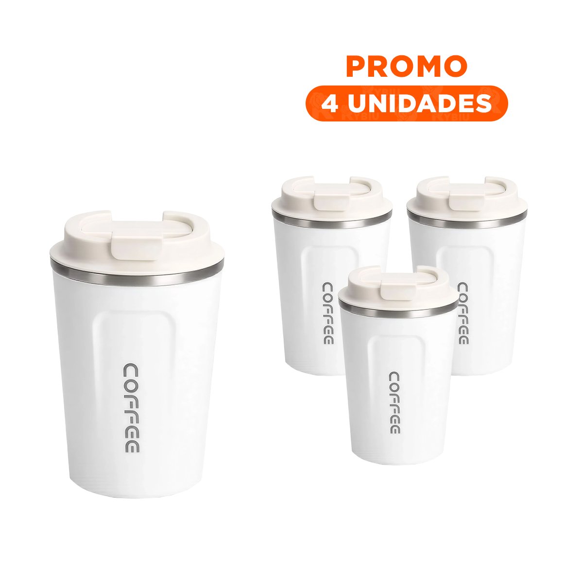 PACK4 VASO REUTILIZABLE DIGITAL 510ML BLANCO PARA USO CONTINUO Y+REGALO STICKER - 1