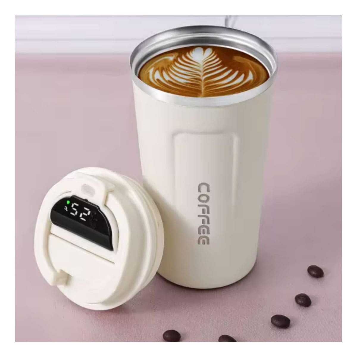 TAZA PORTATIL DIGITAL 510ML BLANCO CON USO VERSATIL Y+REGALO STICKER - 2