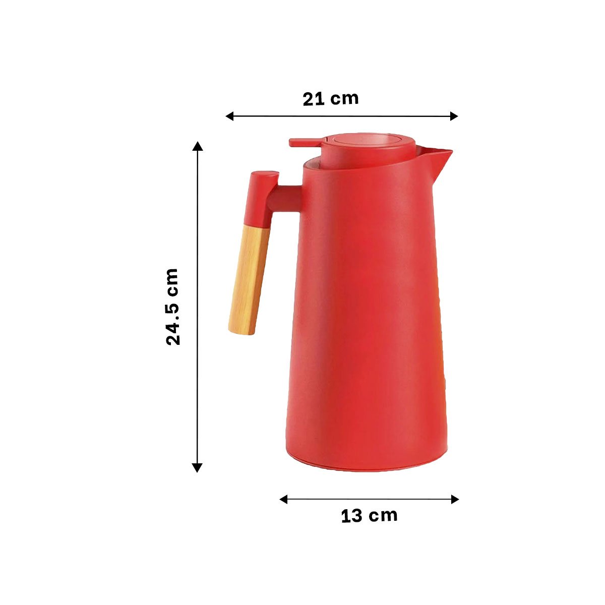 PACK4 JARRA TERMO 1L COLOR ROJO CON MANGO DE MADERA CON DISENO MODERNO Y ELEGANTE - 4