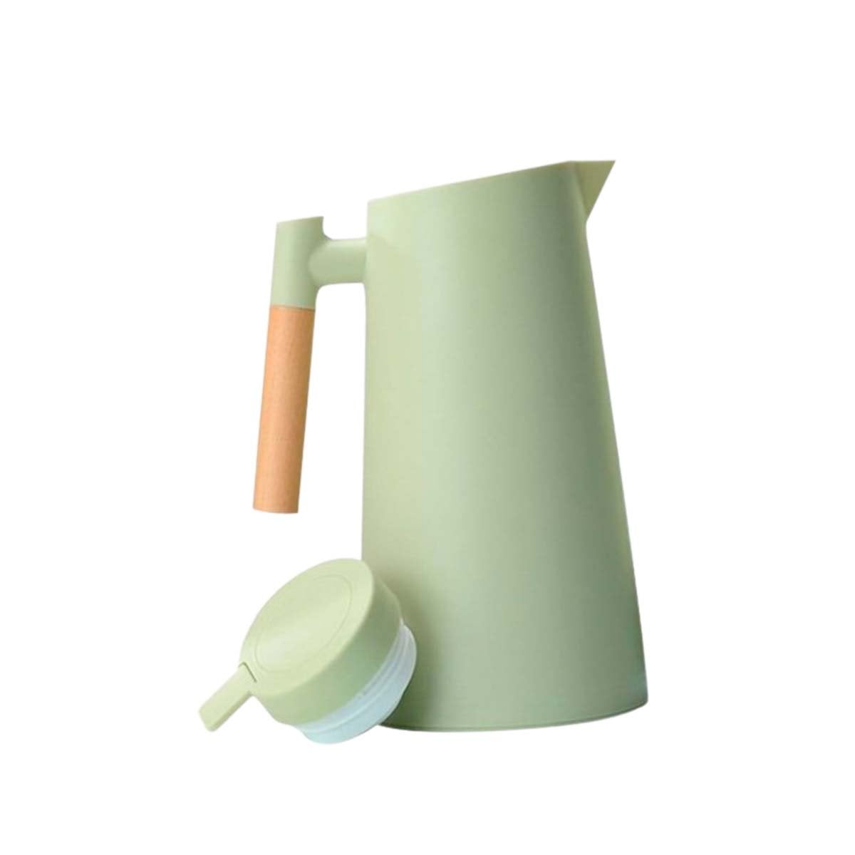 ENVASE TERMO 1L VERDE CLARO CON MANGO DE MADERA CON DISENO MODERNO Y ELEGANTE Y+REGALO STICKER - 3