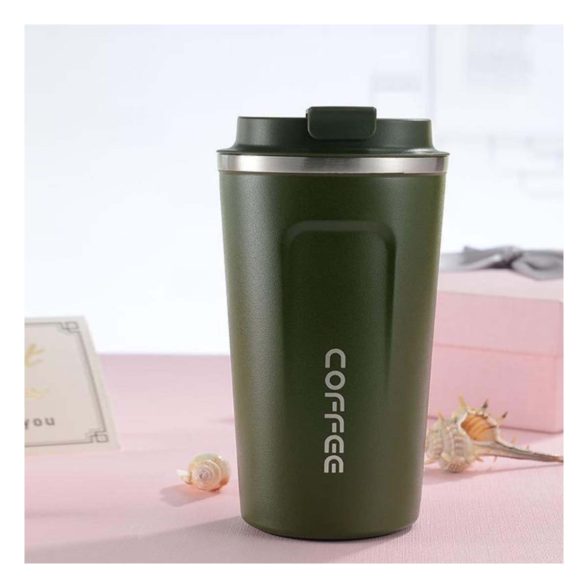 PACK2 VASO PORTATIL DIGITAL 510ML VERDE PETROLEO IDEAL PARA ESCRITORIO - 5