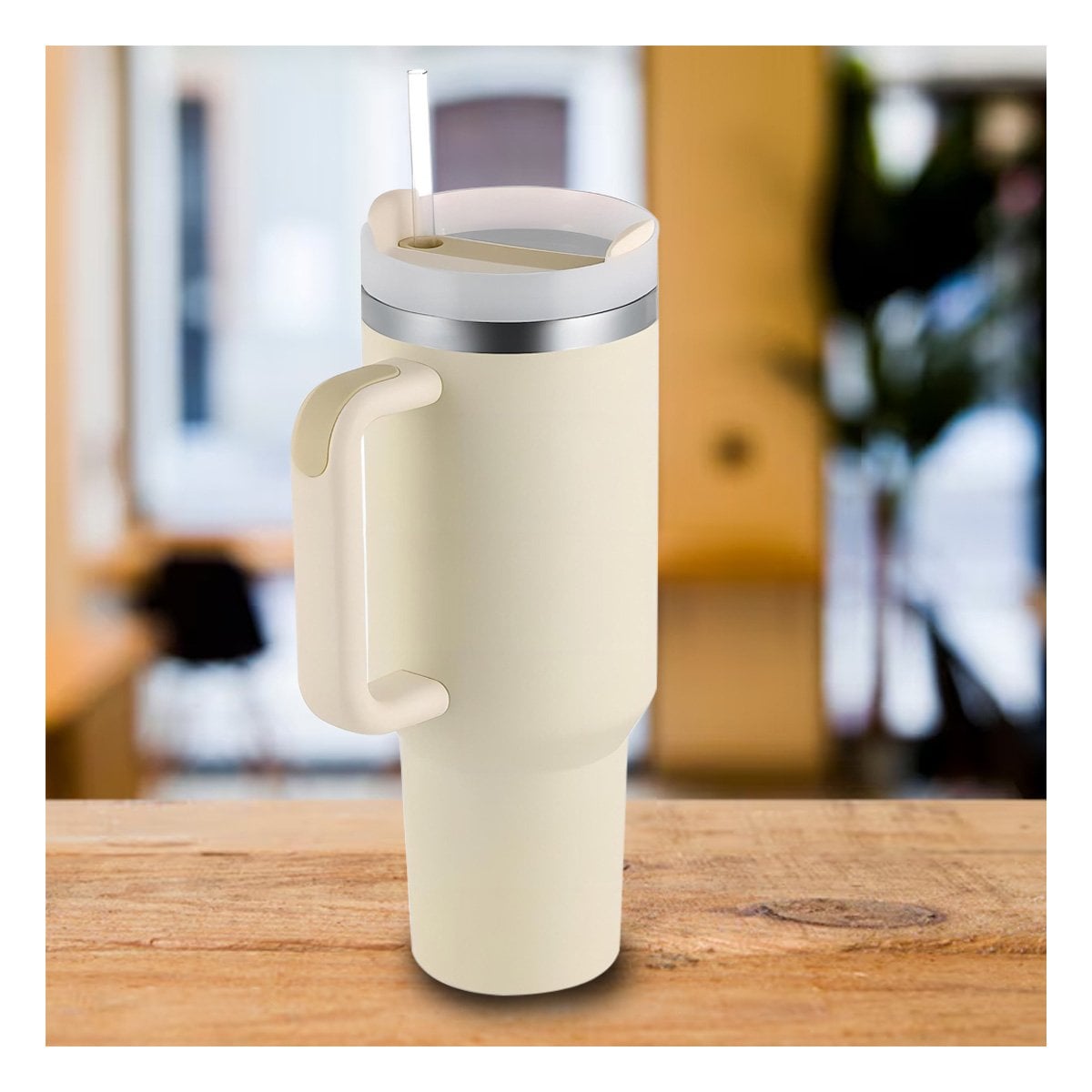 PACK12 SET TAZA EN COLOR BLANCO EN 1200ML CON ASA Y SORBETE EN ABS Y ACERO Y+REGALO STICKER - 3