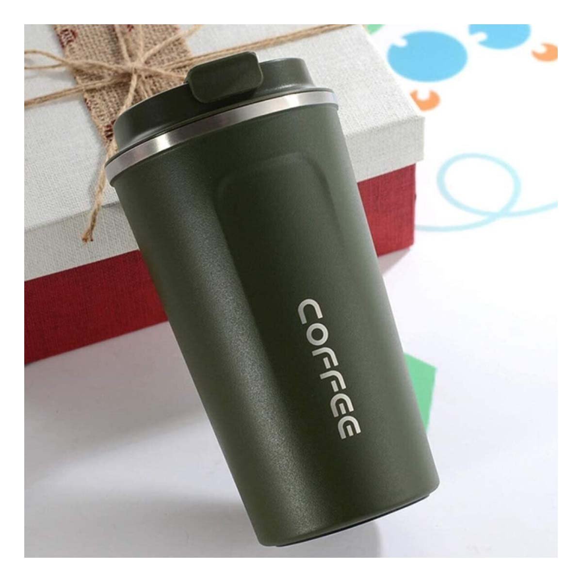 TERMO DIGITAL 510ML VERDE PETROLEO PRACTICO PARA LLEVAR EN MOCHILA Y+PAPEL REGALO - 3