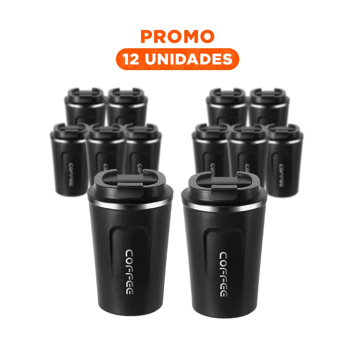 PACK12 TAZA DE OFICINA DIGITAL 510ML NEGRO PARA ESCRITORIO DIARIO Y+REGALO STICKER - 1
