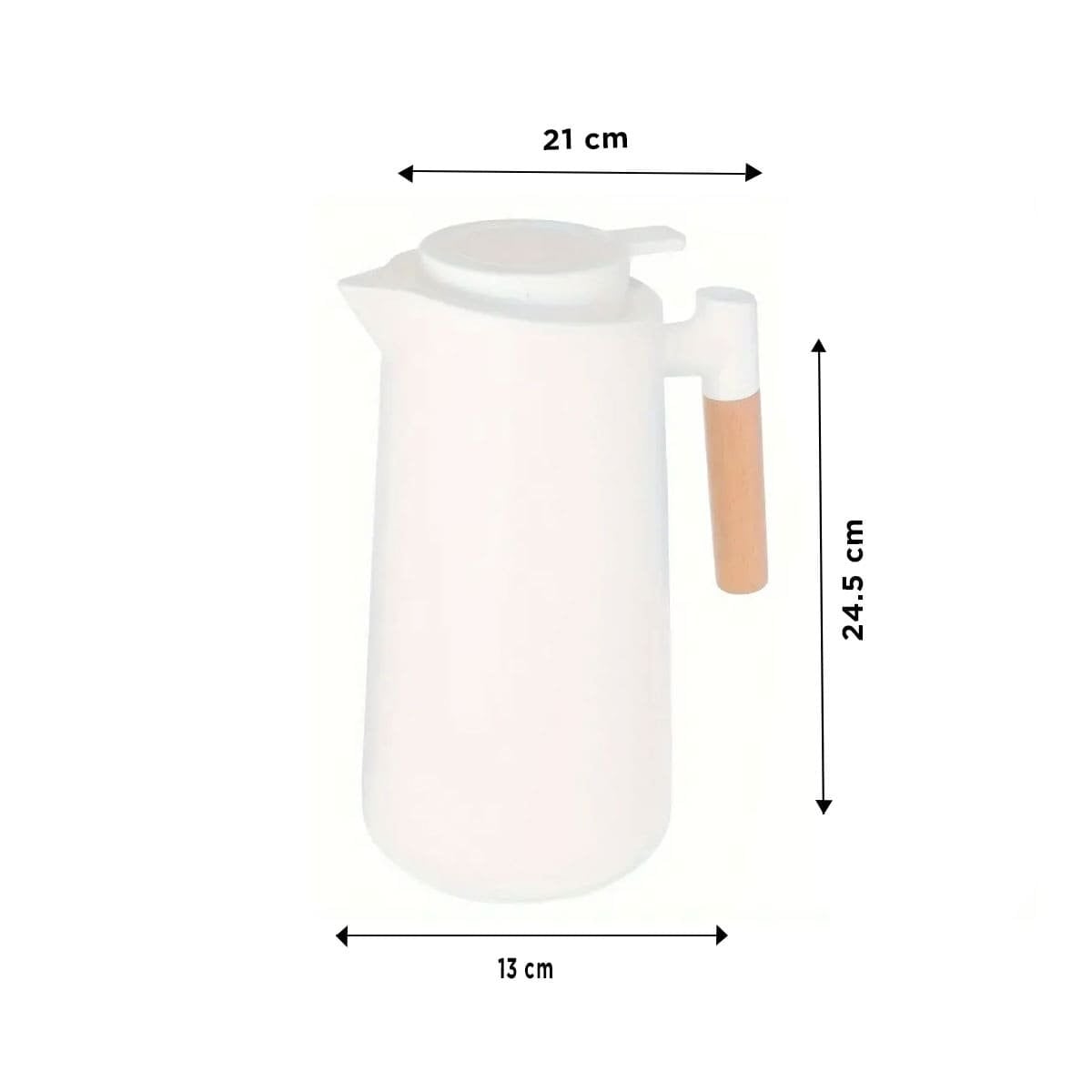 PACK6 CONTENEDOR TERMO 1L COLOR BLANCO CON MANGO DE MADERA DURABLE Y FUNCIONAL Y+PAPEL REGALO - 4