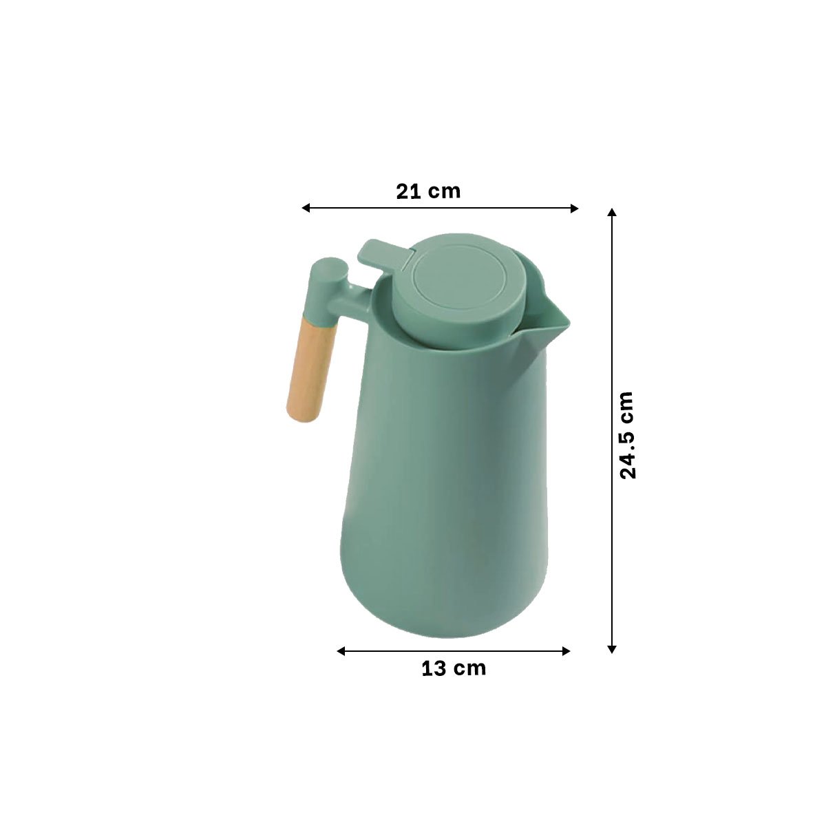 PACK2 JARRA TERMO 1L COLOR VERDE AGUA CON MANGO DE MADERA COMPACTA Y SEGURA PARA CAFE O TE - 4