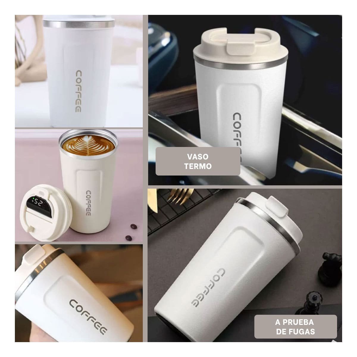VASO COMPACTO DIGITAL 510ML BLANCO FACIL DE TRANSPORTAR Y+LIGAS REGALO - 5