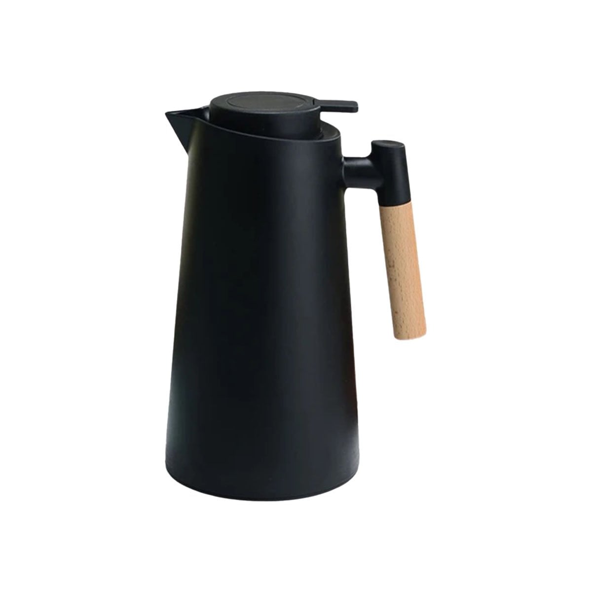 BOTELLA TERMO 1L COLOR NEGRO CON MANGO DE MADERA FACIL DE TRANSPORTAR Y PRACTICA Y+PAPEL REGALO - 1