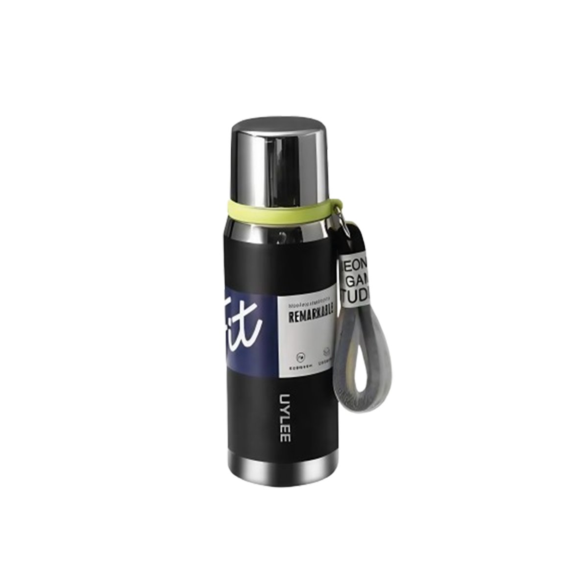 BOTELLA TÉRMICA NEGRO 800ML CON TAPA HERMÉTICA PARA TRANSPORTE DE BEBIDAS Y+PAPEL REGALO - 1