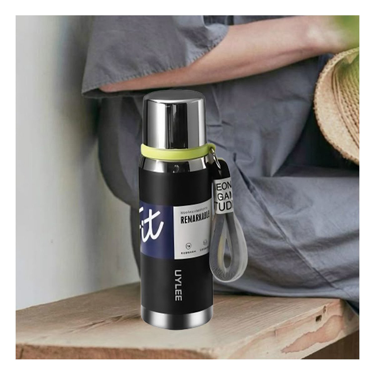 BOTELLA TÉRMICA COLOR NEGRO 800ML PARA CAFÉ TÉ Y USO DIARIO EN OFICINA - 1