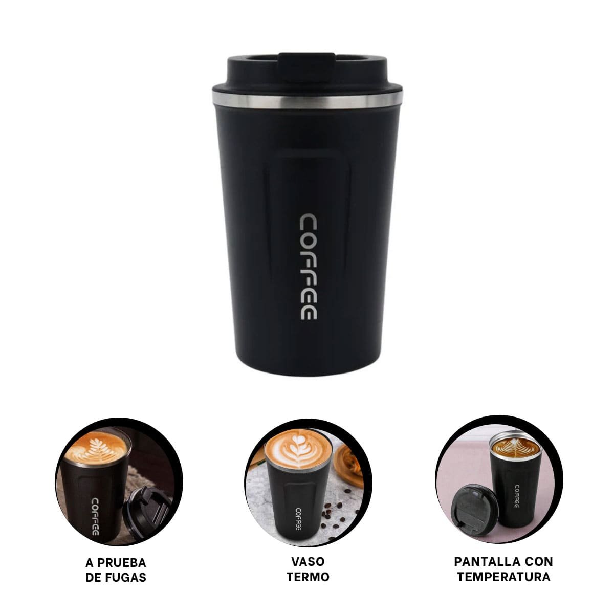 PACK6 TERMO PRACTICO DIGITAL 510ML NEGRO CON BUEN SELLADO Y+REGALO STICKER - 2