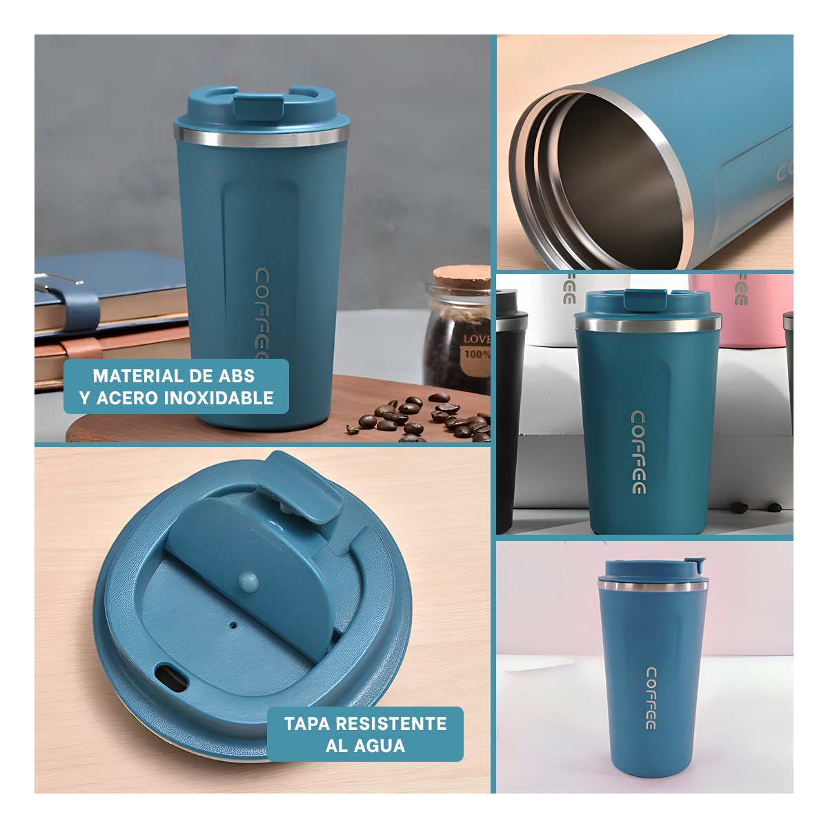 PACK12 TAZA DE USO DIARIO DIGITAL 510ML AZUL PETROLEO PARA CASA U OFICINA Y+PAPEL REGALO - 2