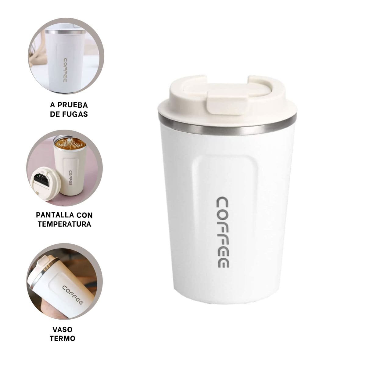 VASO PORTATIL DIGITAL 510ML BLANCO PARA TRABAJO O ESTUDIO - 3