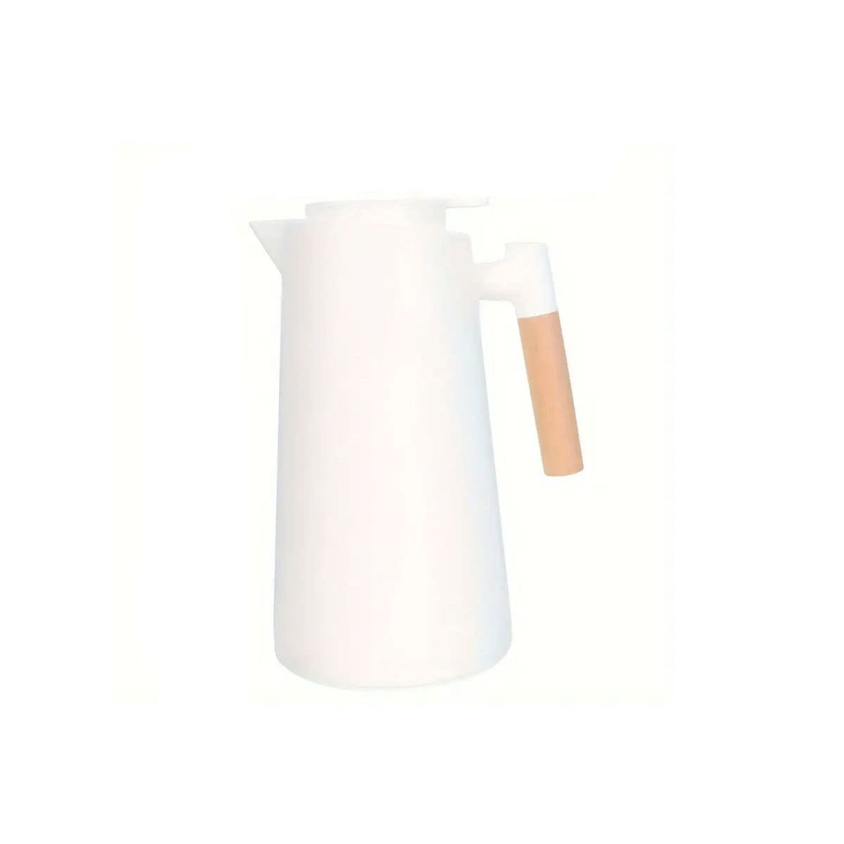 CONTENEDOR TERMO 1L COLOR BLANCO CON MANGO DE MADERA PARA BEBIDAS DIARIAS Y+REGALO STICKER - 3