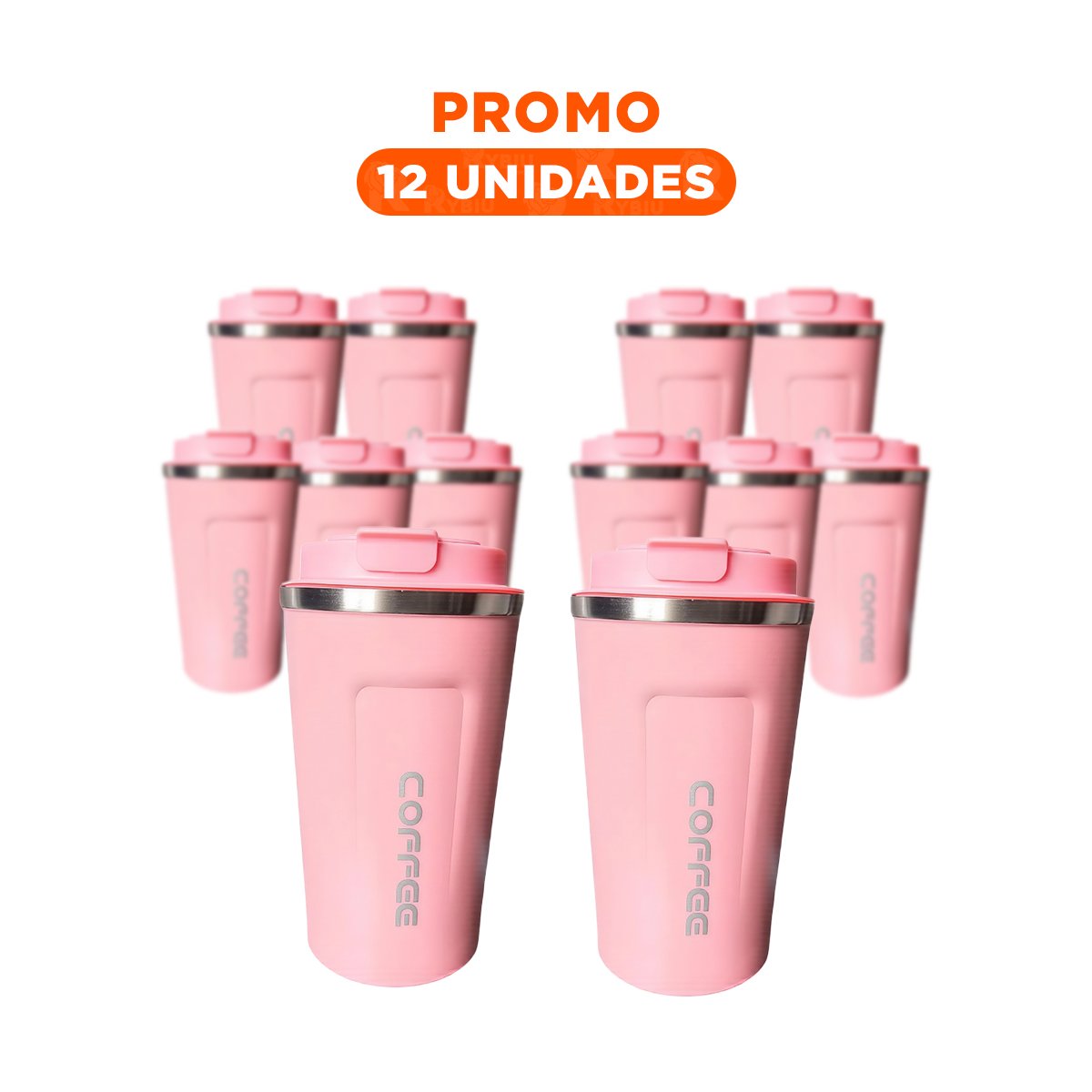PACK12 RECIPIENTE FUNCIONAL DIGITAL 510ML ROSADO PARA USO PERSONAL Y+REGALO STICKER - 1