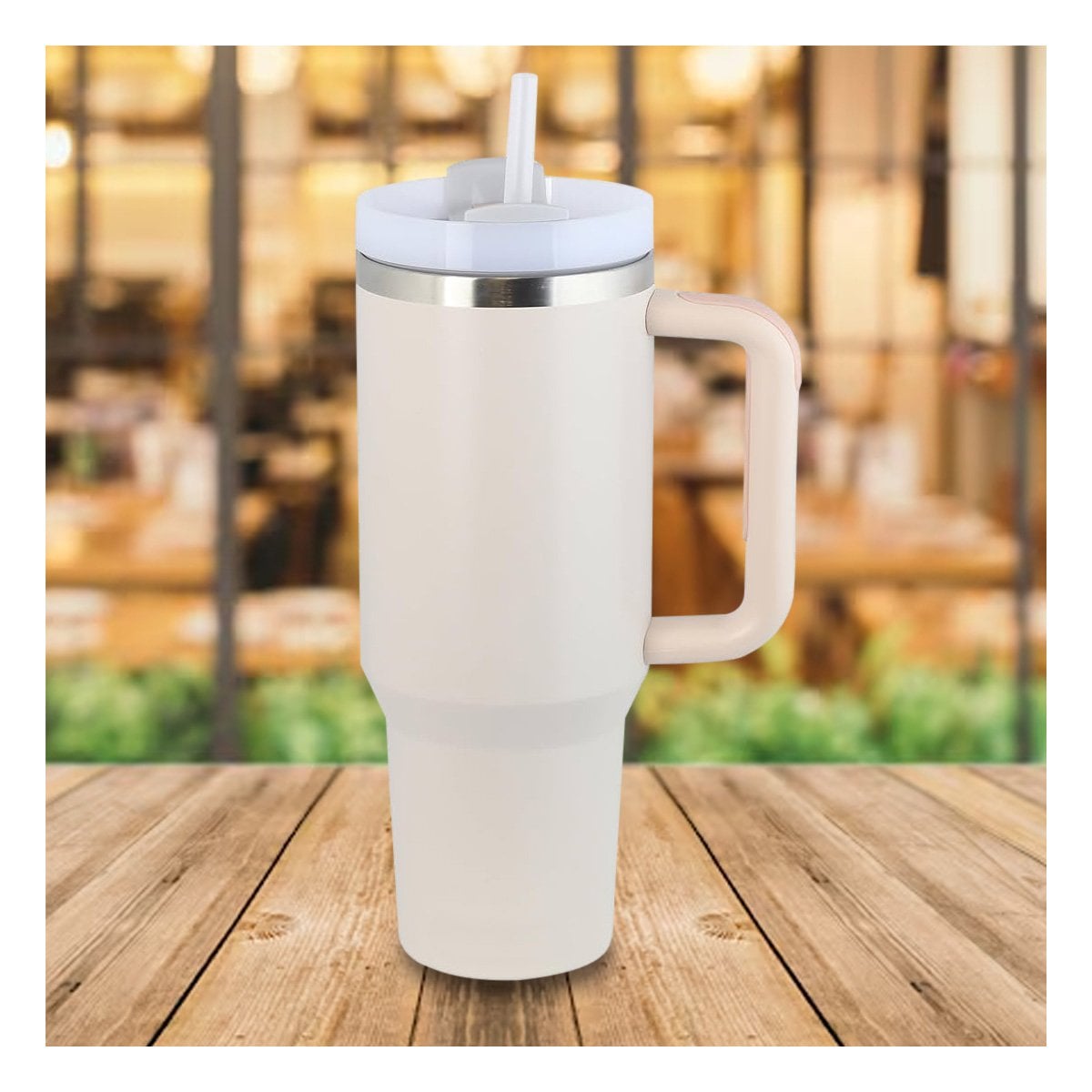 BOTELLA EN COLOR BLANCO CON SORBETE Y ASA ERGONOMICA 1200ML DE ABS Y ACERO Y+PAPEL REGALO - 5