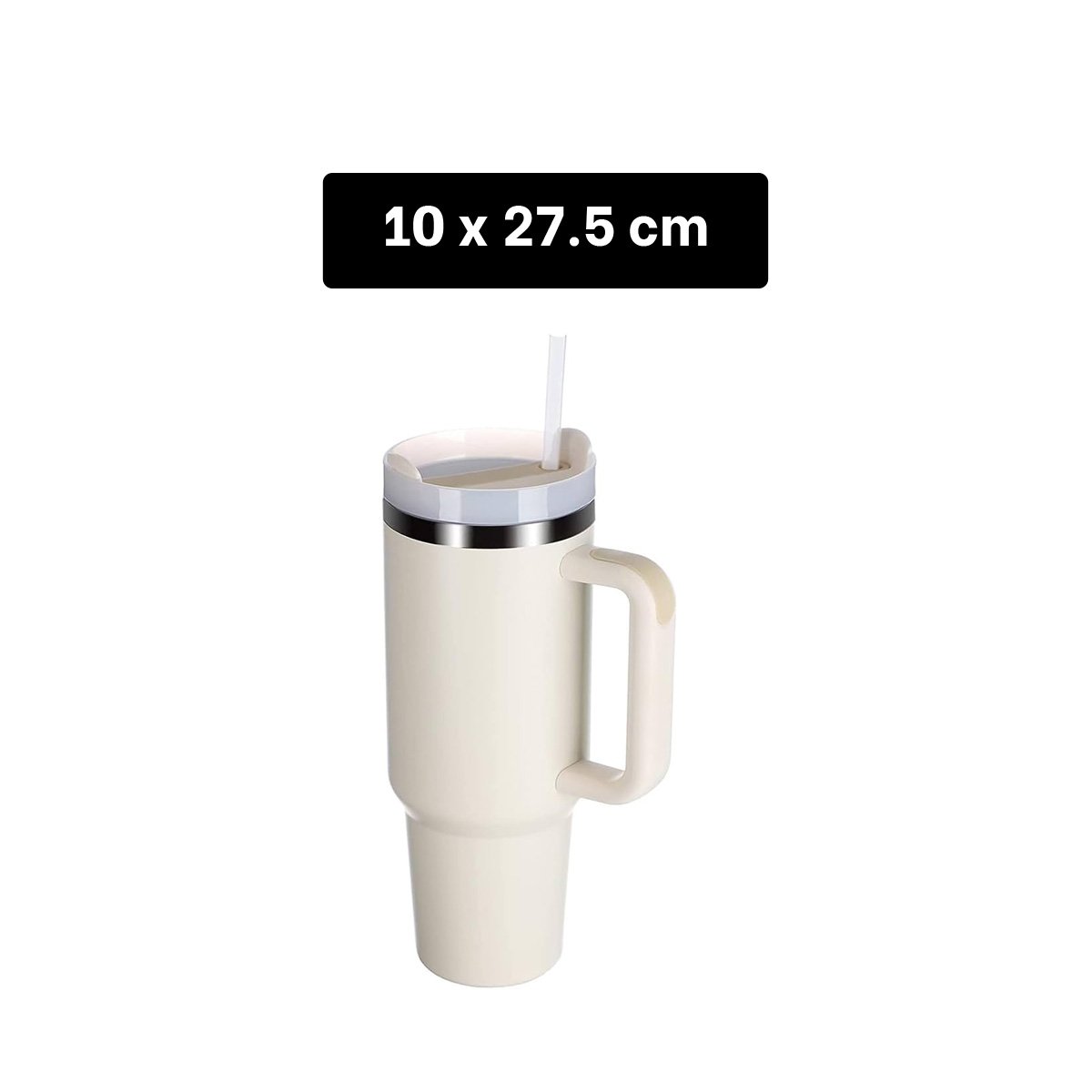 BOTELLA TERMICA EN COLOR BLANCO 1200ML CON ASA LATERAL Y SORBETE ABS Y ACERO Y+REGALO STICKER - 4