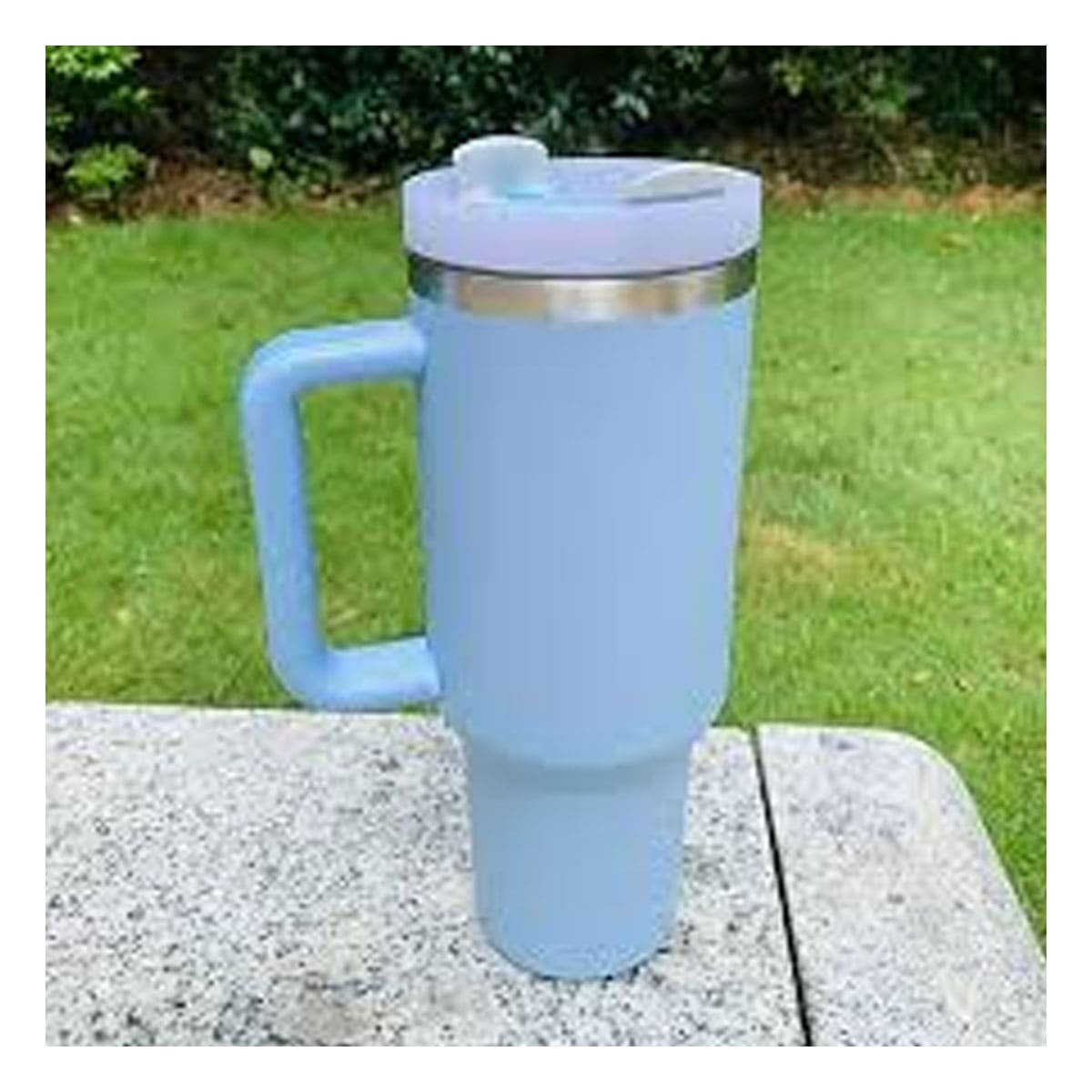 PACK6 TAZA EN COLOR CELESTE CON SORBETE INTEGRADO Y ASA COMODA 1200ML DE ABS Y ACERO - 3