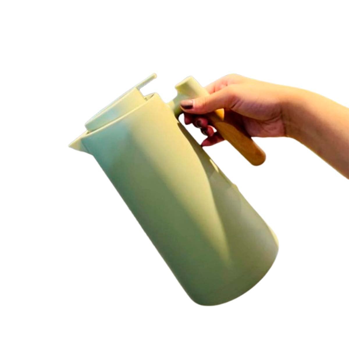 PACK6 RECIPIENTE TERMO 1L VERDE CON MANGO DE MADERA SEGURO PARA COCINA Y+REGALO STICKER - 2
