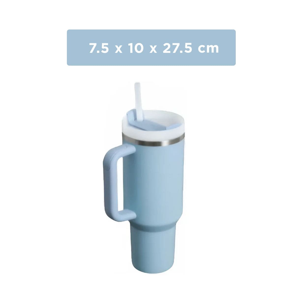 PACK6 TAZA TERMICA EN COLOR CELESTE 1200ML CON ASA LATERAL Y SORBETE ABS Y ACERO Y+PAPEL REGALO - 4
