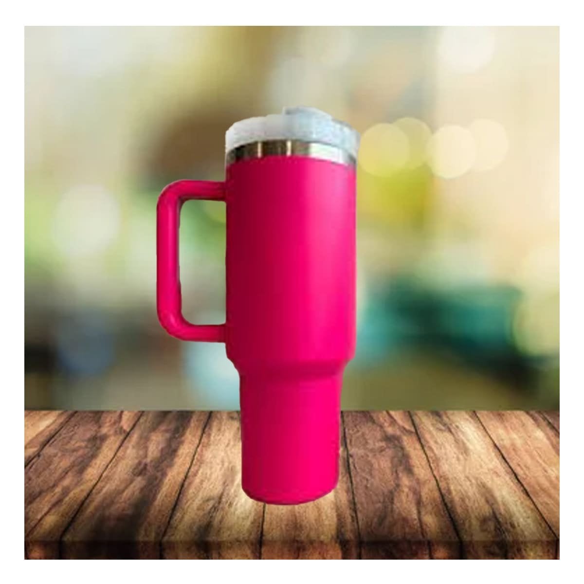 BOTELLA EN COLOR FUCSIA CON SORBETE Y ASA ERGONOMICA 1200ML DE ABS Y ACERO Y+PAPEL REGALO - 2