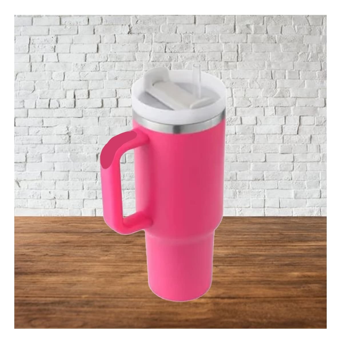 BOTELLA EN COLOR FUCSIA CON SORBETE Y ASA ERGONOMICA 1200ML DE ABS Y ACERO Y+PAPEL REGALO - 3
