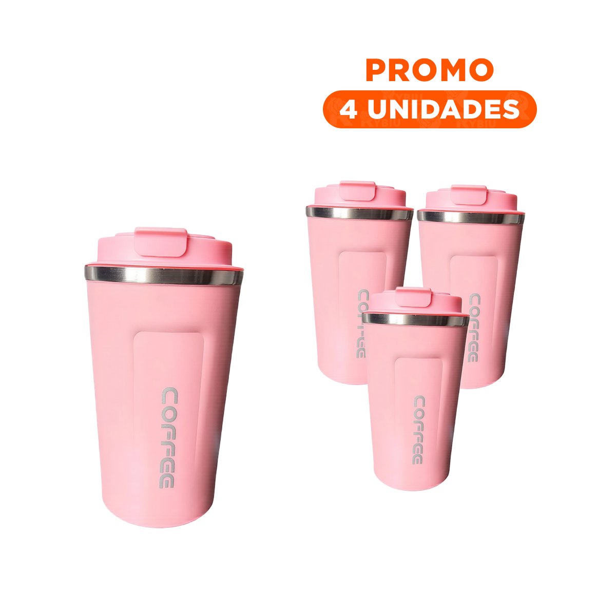 PACK4 VASO COMPACTO DIGITAL 510ML ROSADO CON ESTILO MINIMALISTA Y+REGALO STICKER - 1