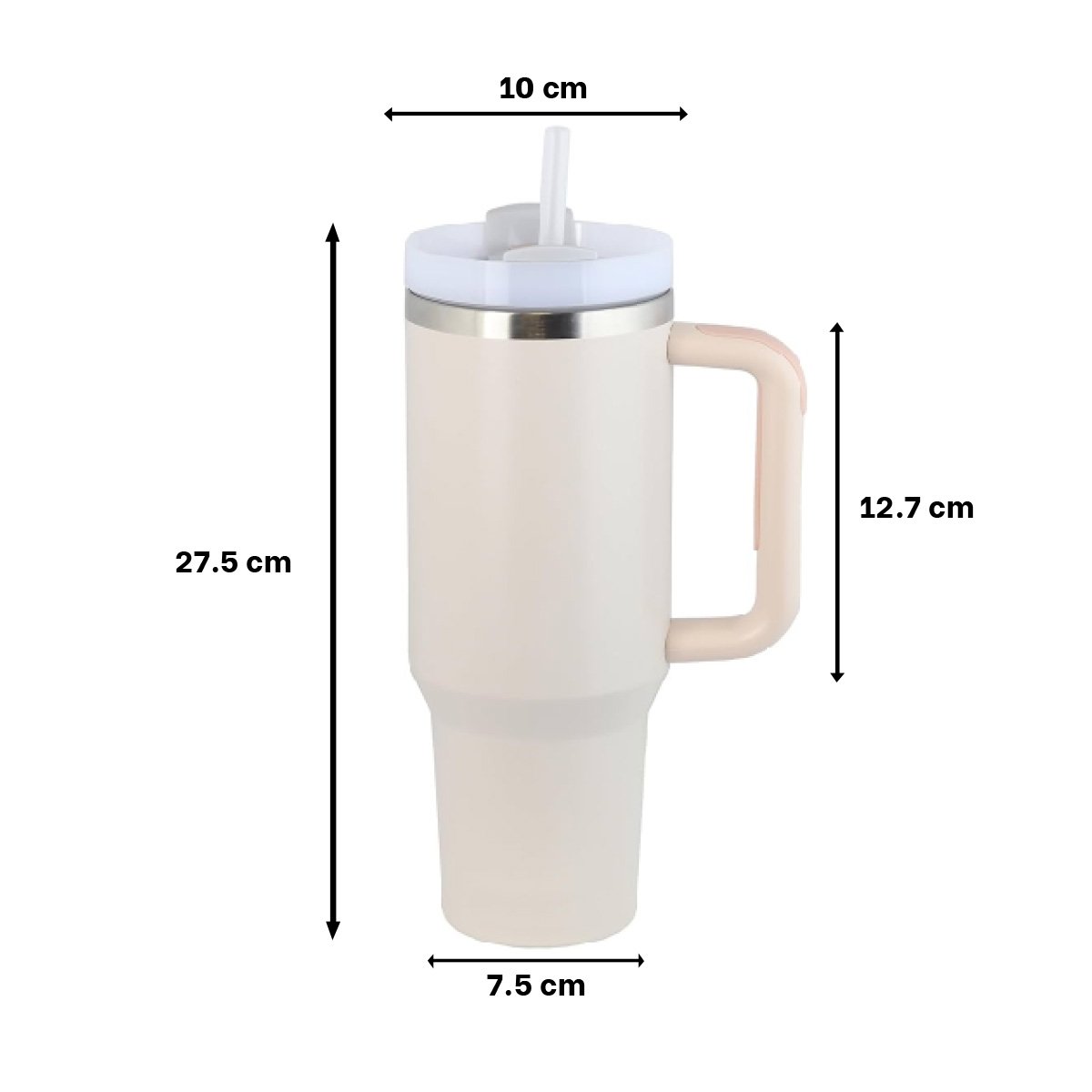 PACK4 TERMO EN COLOR BLANCO CON ASA Y SORBETE 1200ML EN MATERIAL ABS Y ACERO Y+PAPEL REGALO - 4