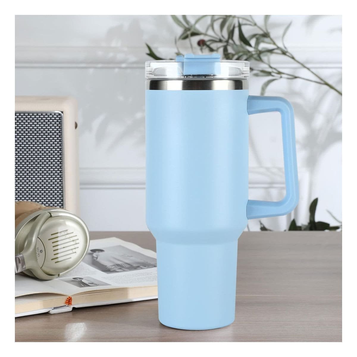 BOTELLA EN COLOR CELESTE CON SORBETE Y ASA ERGONOMICA 1200ML DE ABS Y ACERO Y+PAPEL REGALO - 5