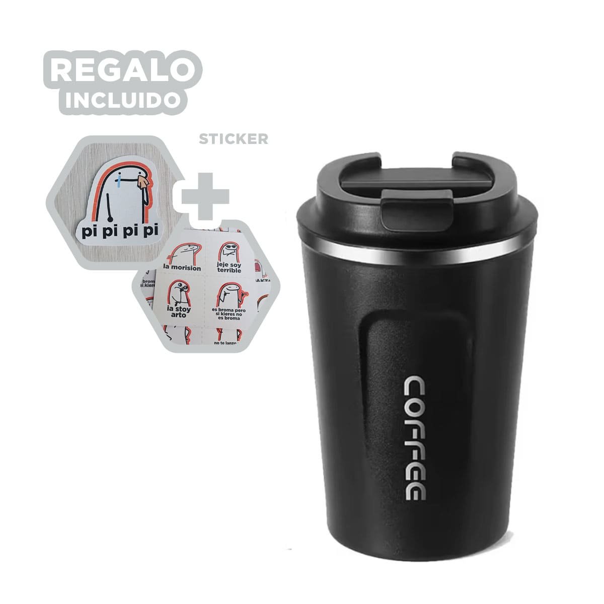 ENVASE CON INDICADOR DIGITAL 510ML NEGRO COMODO PARA LLEVAR Y+REGALO STICKER - 1