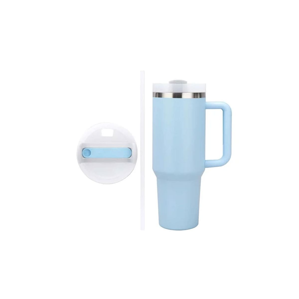 PACK4 TERMO EN COLOR CELESTE CON ASA Y SORBETE 1200ML EN MATERIAL ABS Y ACERO Y+PAPEL REGALO - 3