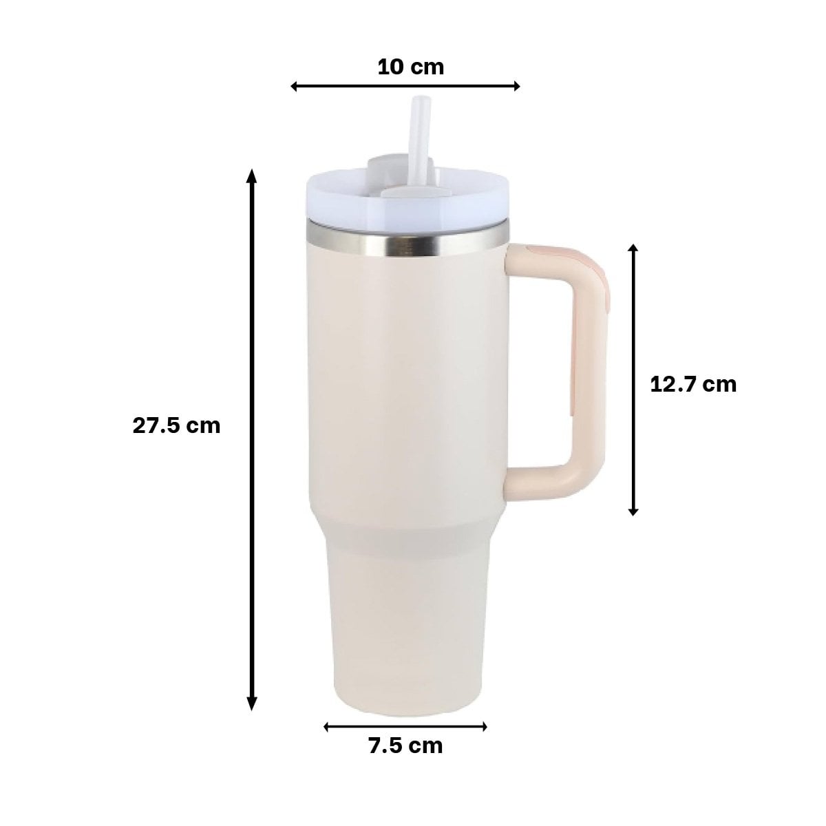 BOTELLA EN COLOR BLANCO CON ASA Y SORBETE REUTILIZABLE 1200ML DE ABS Y ACERO Y+LIGAS REGALO - 4