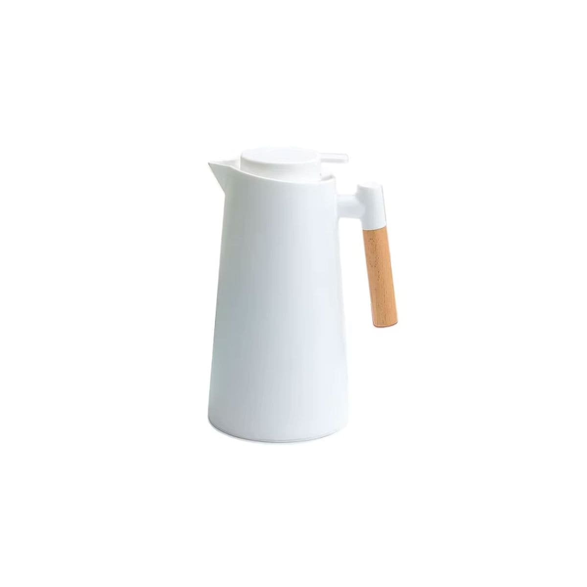 RECIPIENTE TERMO 1L COLOR BLANCO CON MANGO DE MADERA SEGURO Y DURADERO Y+PAPEL REGALO - 1