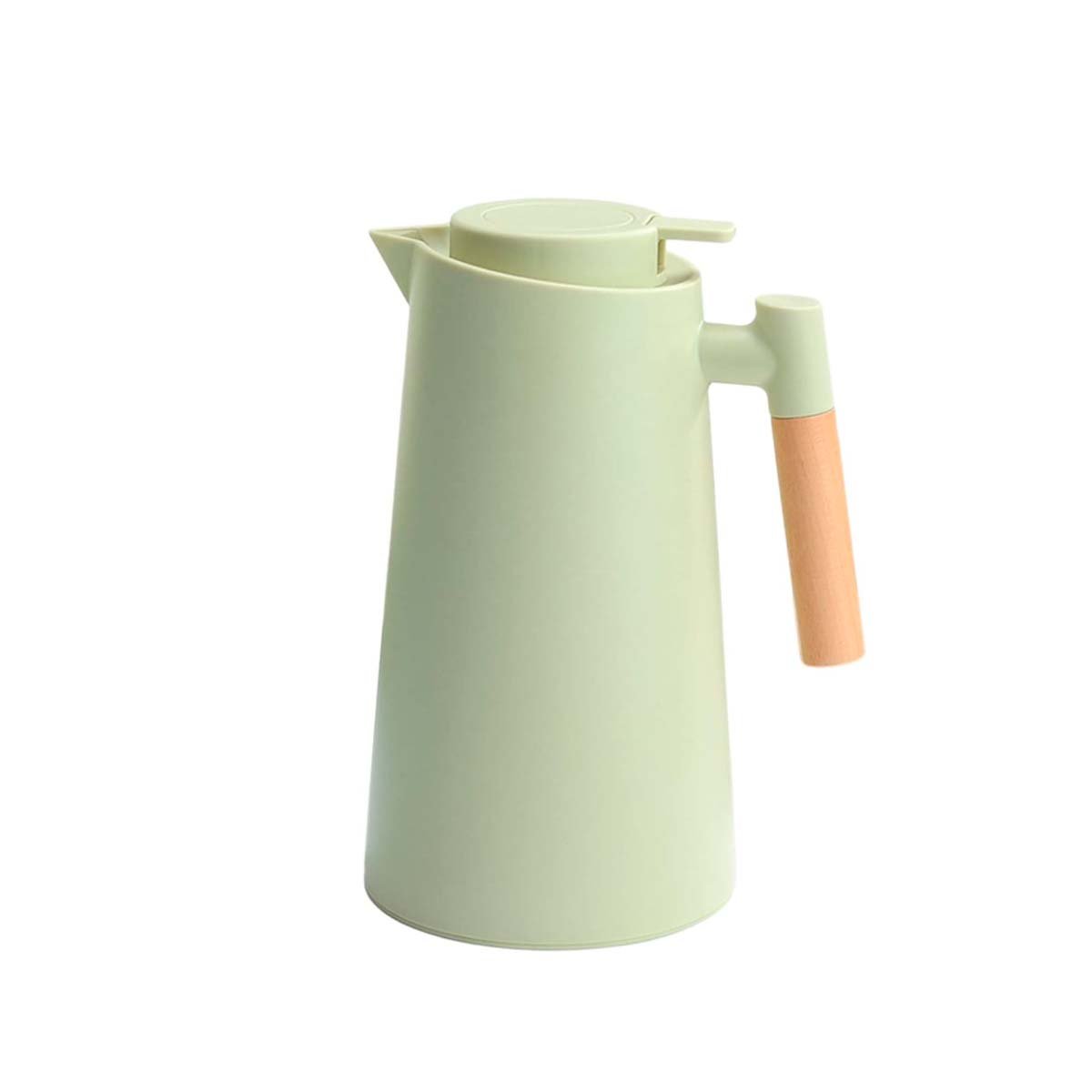 PACK2 ENVASE TERMO 1L VERDE CLARO CON MANGO DE MADERA RESISTENTE PARA HOGAR Y+REGALO STICKER - 2