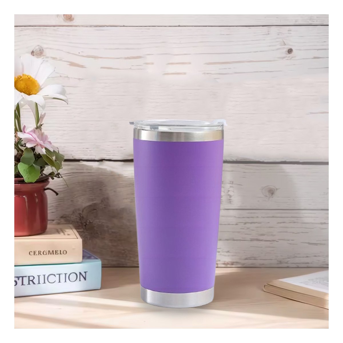 PACK2 VASO MORADO CON TAPA 600ML DE ACERO INOXIDABLE PARA CAFE, TE Y BEBIDAS Y+REGALO STICKER - 3