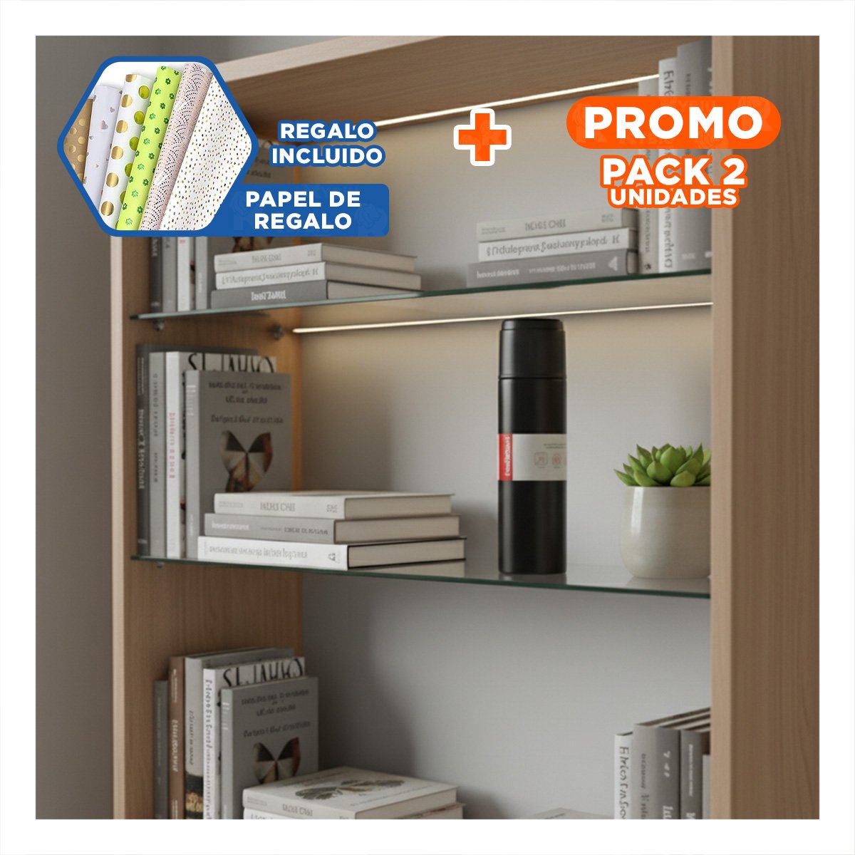 PACK2 ACCESORIO PORTATIL CON 2 TASAS NEGRO MODERNO Y RESISTENTE Y+PAPEL REGALO - 1