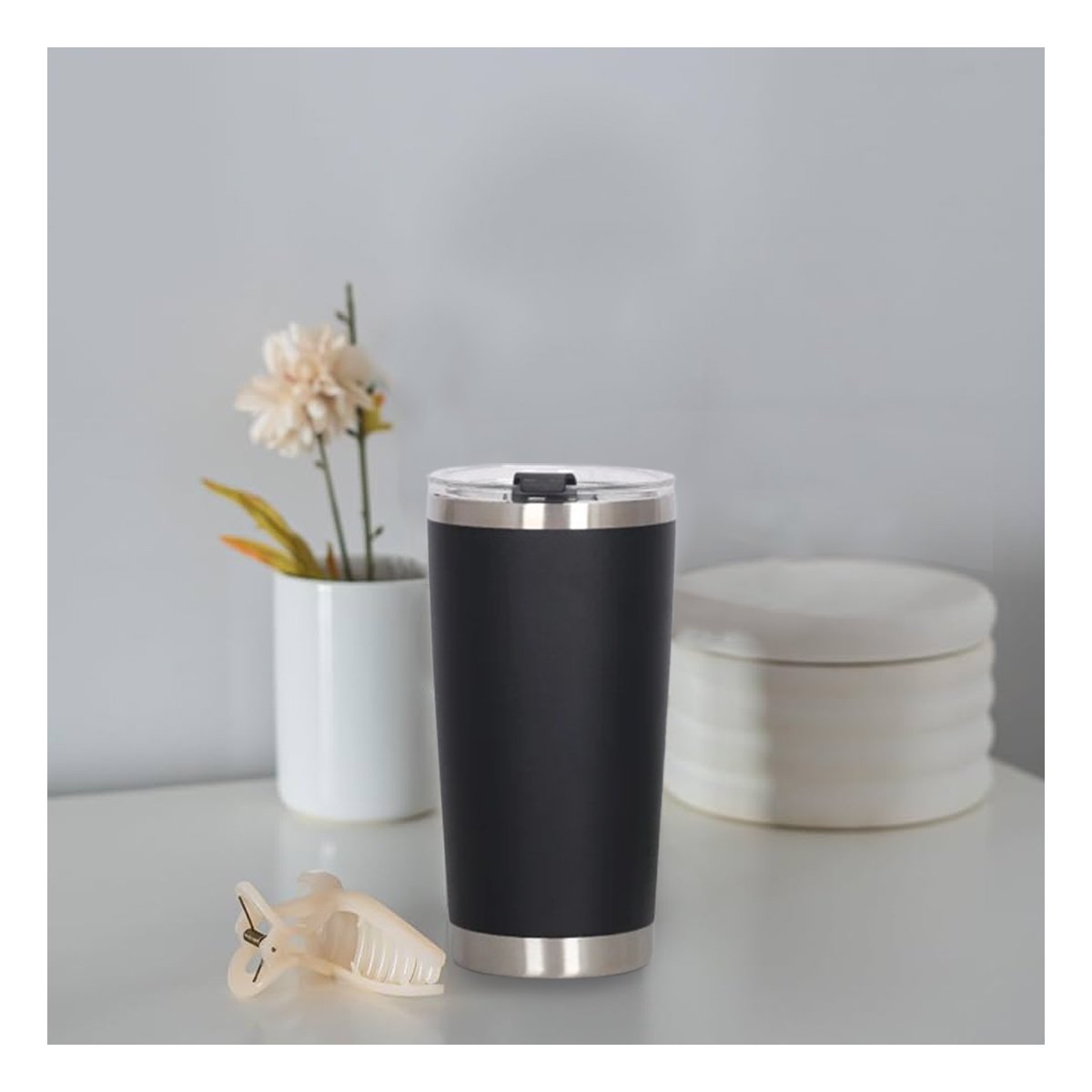 PACK12 CONTENEDOR 600ML NEGRO CON TAPA DE ACERO INOXIDABLE PARA BEBIDAS CALIENTES - 3