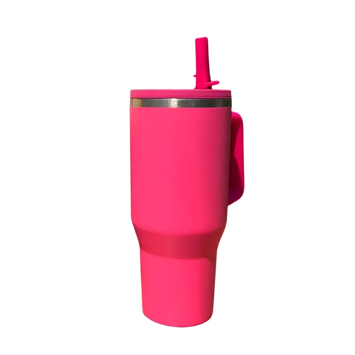 BOTELLA EN COLOR FUCSIA CON ASA Y PICO REUTILIZABLE 1200ML DE ABS Y ACERO Y+LIGAS REGALO - 3