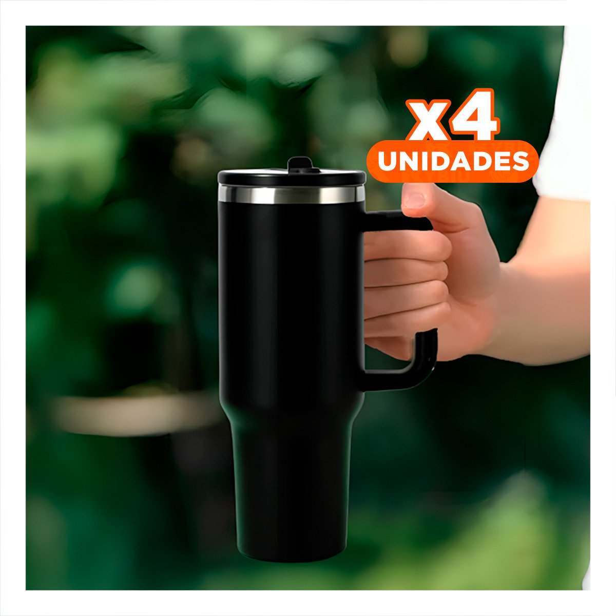 PACK4 TERMO 1200ML EN COLOR NEGRO CON ASA COMODA Y PICO DE ABS Y ACERO - 1
