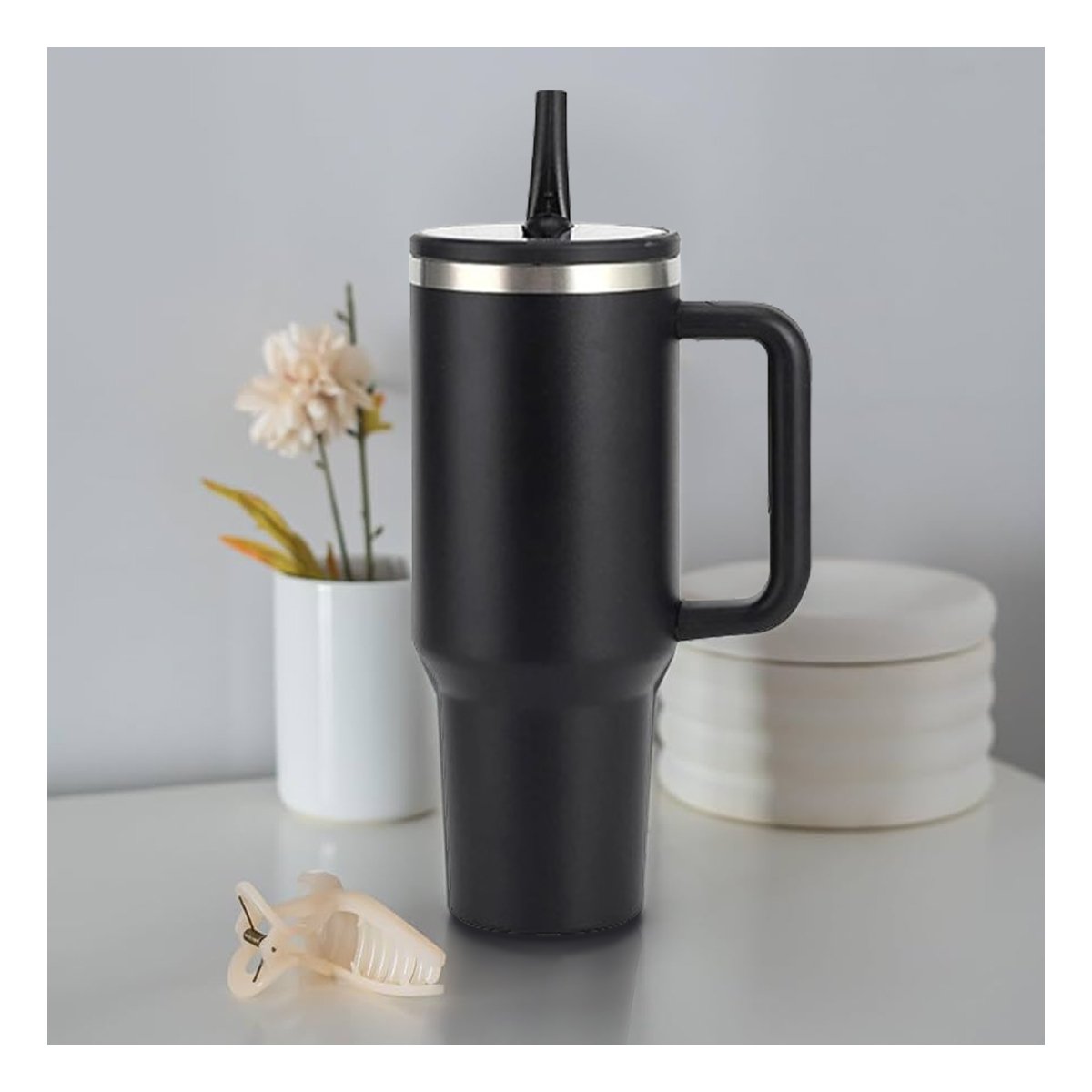 PACK4 TERMO 1200ML EN COLOR NEGRO CON ASA COMODA Y PICO DE ABS Y ACERO - 3