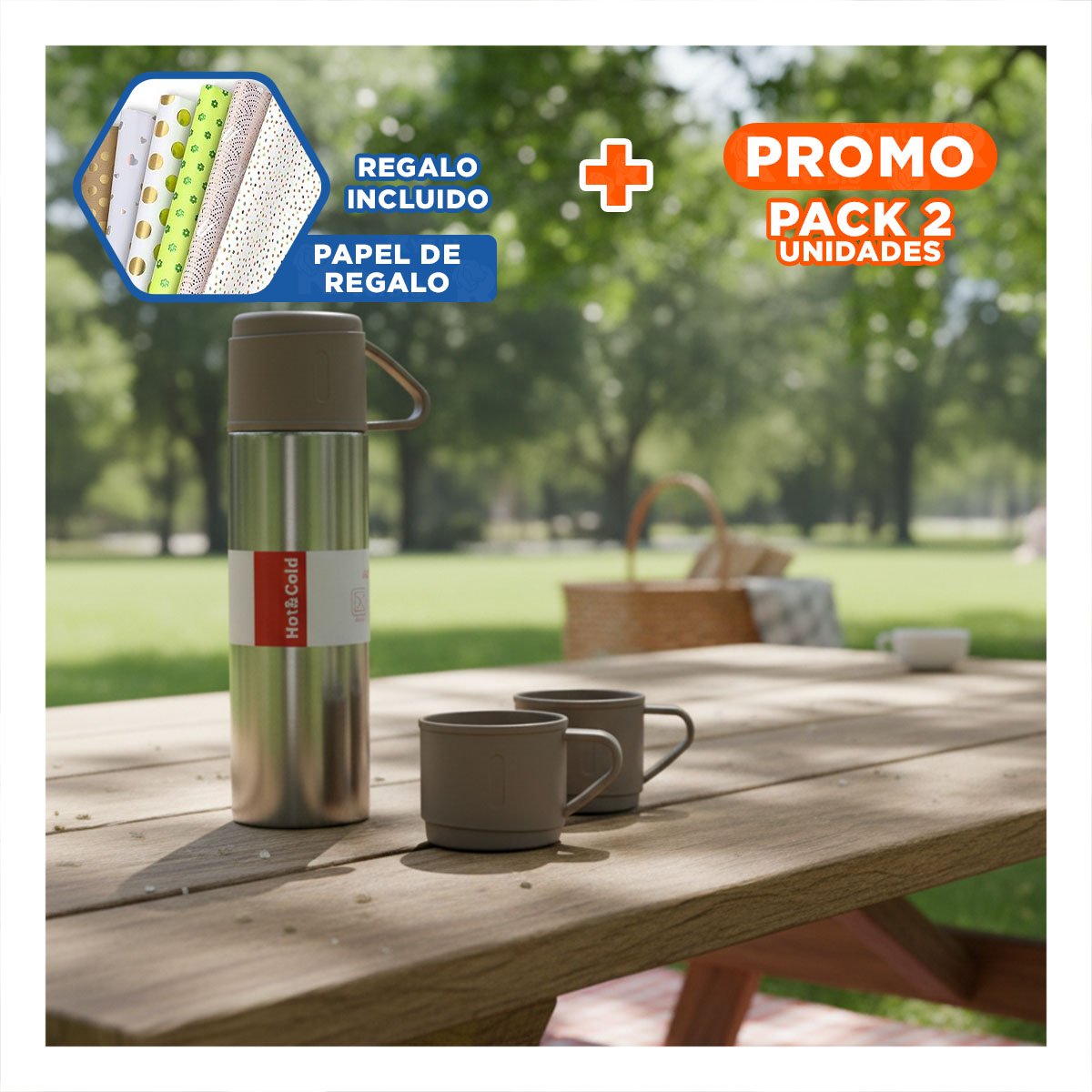 PACK2 CANTIMPLORA COMPACTA CON 2 TASAS MARRON Y+PAPEL REGALO - 1