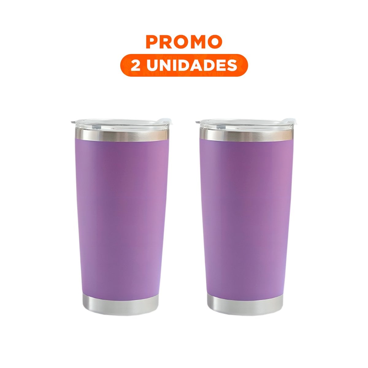 PACK2 VASO MORADO 600ML CON TAPA DE ACERO INOXIDABLE PARA USO DIARIO Y VIAJE - 1