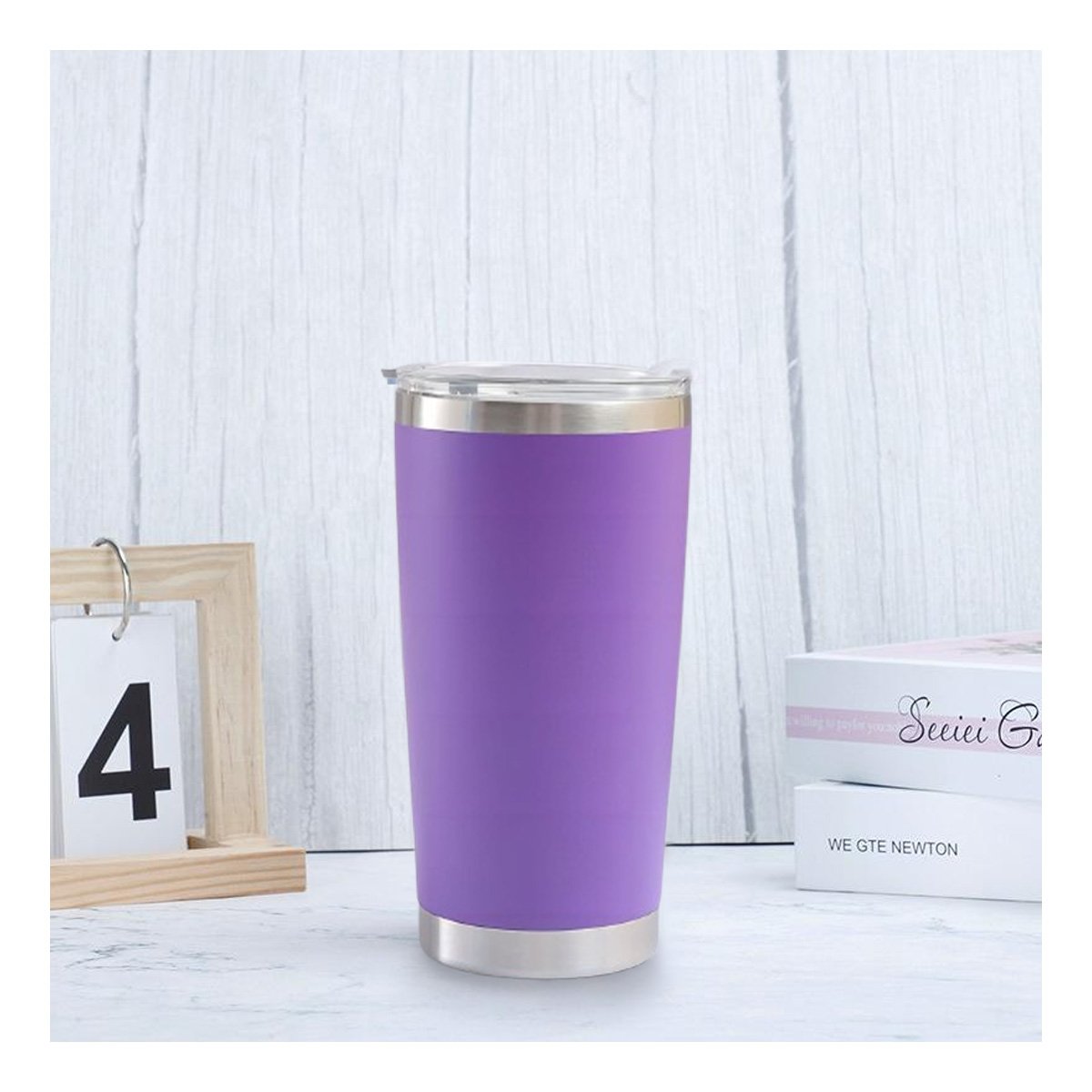 PACK4 CONTENEDOR MORADO 600ML CON TAPA Y ASA DE ACERO INOXIDABLE PARA HIDRATACION - 5