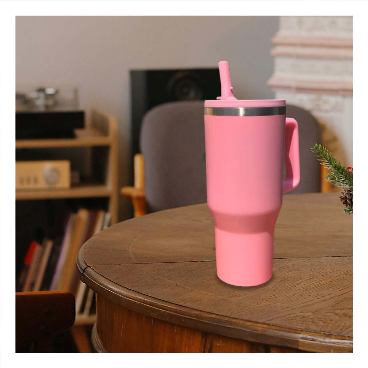 PACK6 TAZA TERMICA EN COLOR ROSADO 1200ML CON ASA LATERAL Y PICO ABS Y ACERO Y+PAPEL REGALO - 2