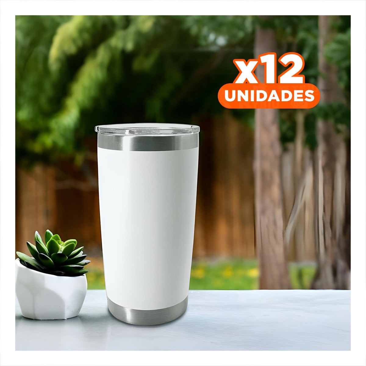 PACK12 CONTENEDOR 600ML BLANCO CON TAPA DE ACERO INOXIDABLE PARA BEBIDAS CALIENTES - 1